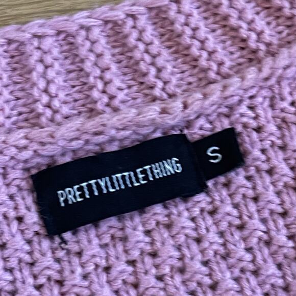 Women's Pretty Little Thing Crop Oversized Cable Knit Cardigan Sweater - Picture 5 of 6